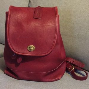 Vintage Coach Red Leather Backpack